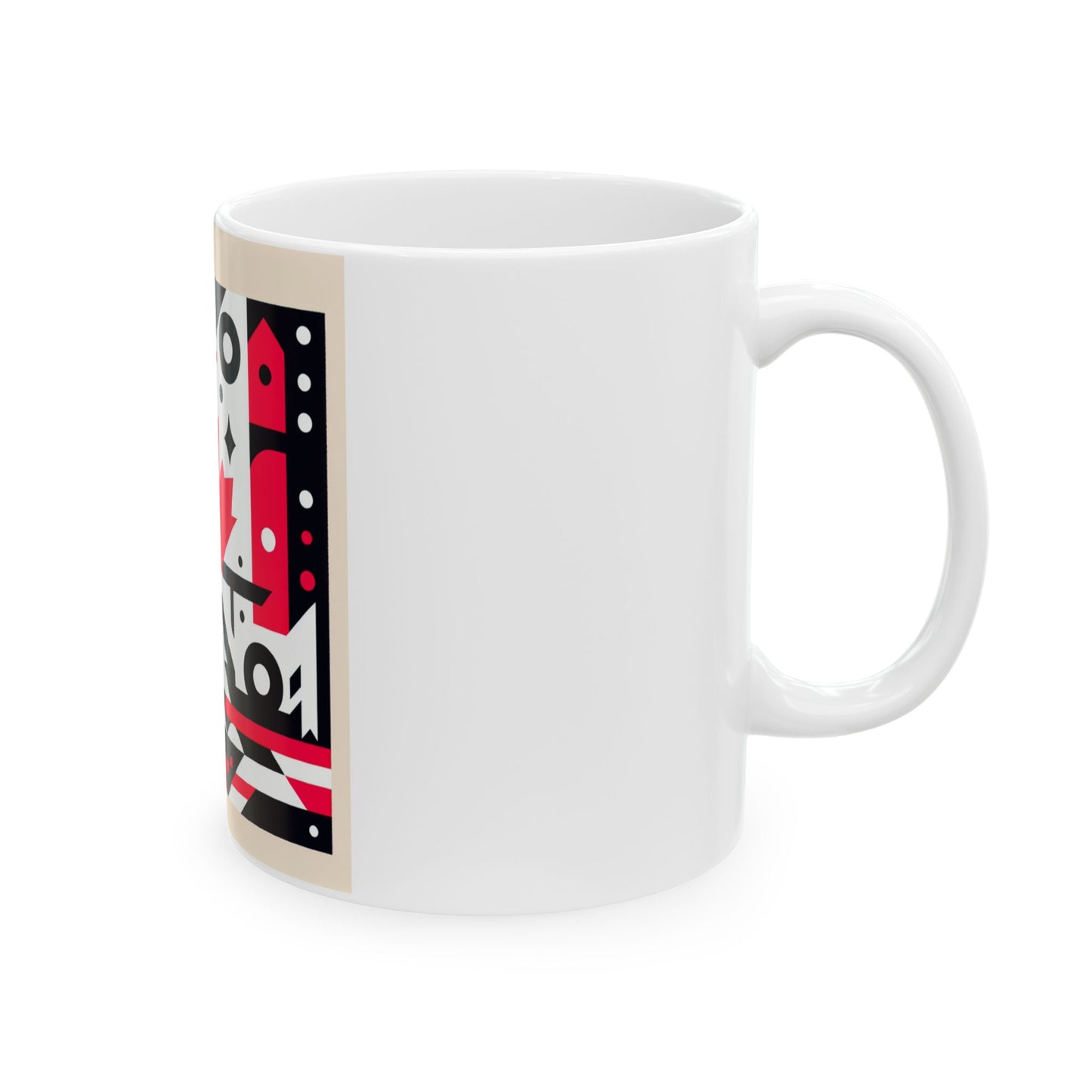 Keramiktasse im kanadischen Stil – 11 oz und 15 oz – Kräftiges rotes Blattdesign