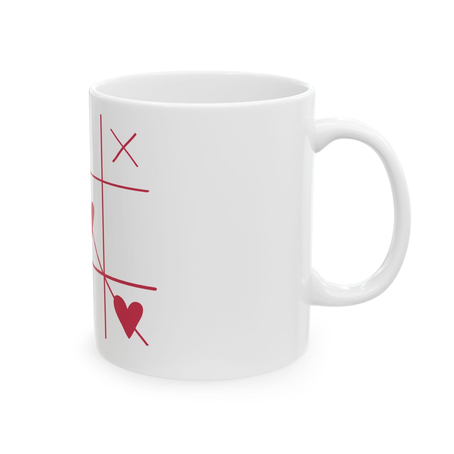 Mug en céramique Tic-Tac-Toe Cœurs - Parfait pour la Saint-Valentin ou pour un amour quotidien.