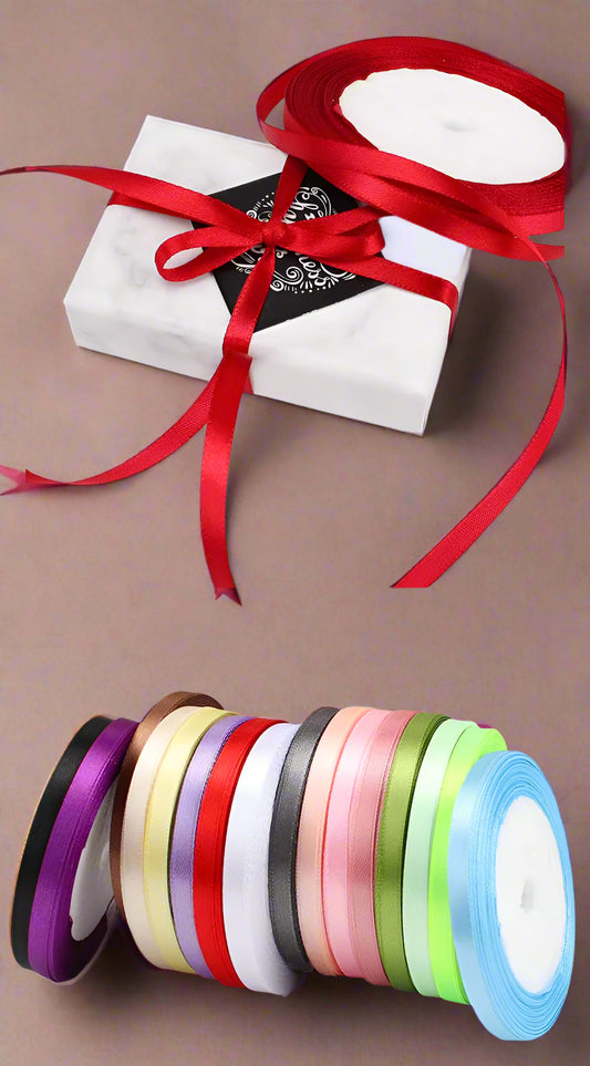 Exquisite 6mm Silk Satin Ribbon (25 Yards) for Elegant Crafts, Handmade Bows, Gift Wrapping, Parties, Christmas and Wedding Decorations