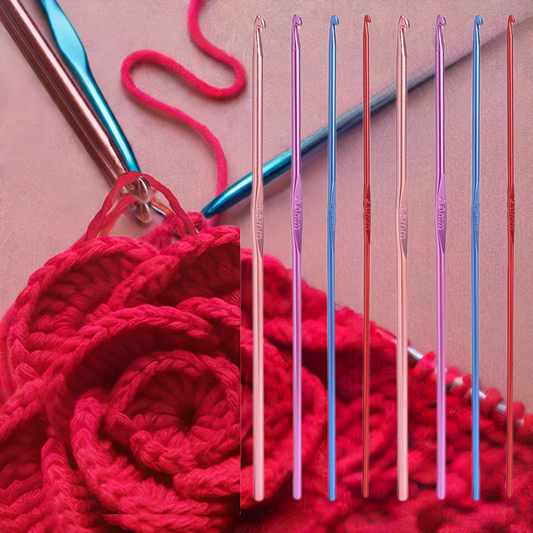 8 Pcs Metal Crochet Alumunum Single headed Needles Set