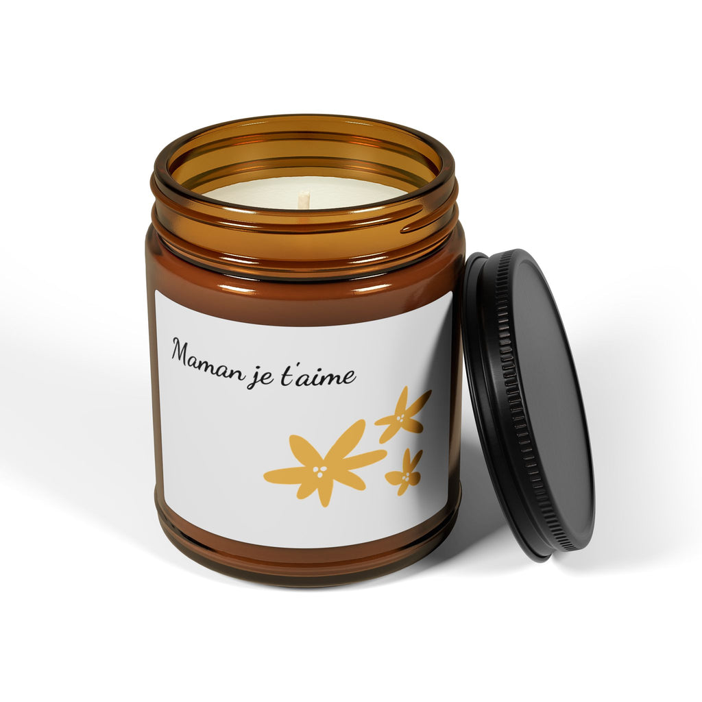 Maman Je T'aime Scented Soy Candle - Thoughtful Gift in Amber Jar