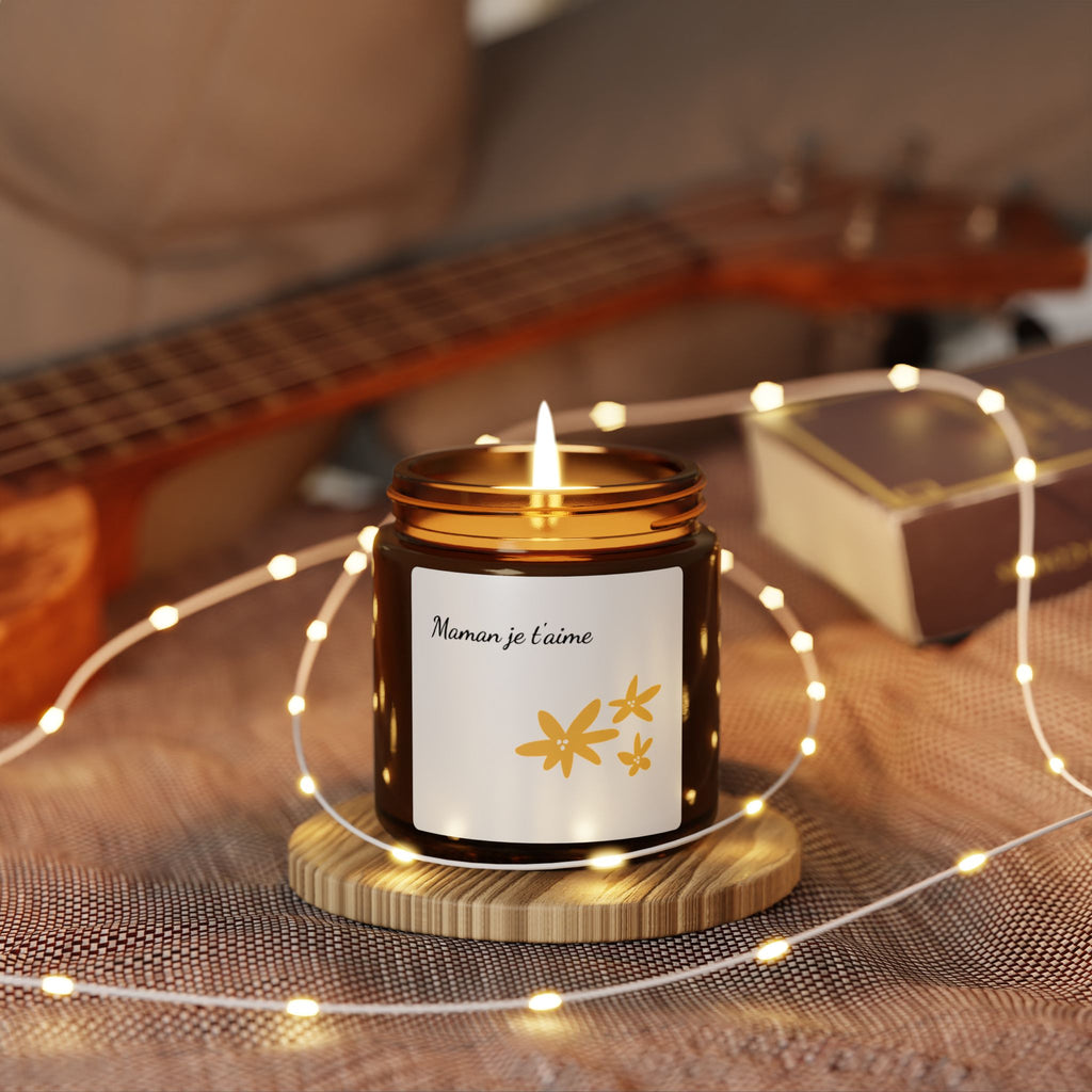 Maman Je T'aime Scented Soy Candle - Thoughtful Gift in Amber Jar