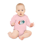 Adorable Cat Design Baby Long-Sleeve Organic Bodysuit - Perfect for Newborns