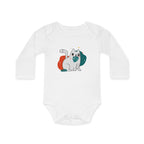 Adorable Cat Design Baby Long-Sleeve Organic Bodysuit - Perfect for Newborns