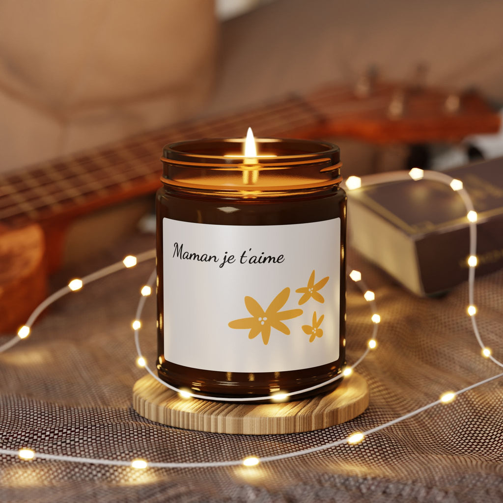 Maman Je T'aime Scented Soy Candle - Thoughtful Gift in Amber Jar