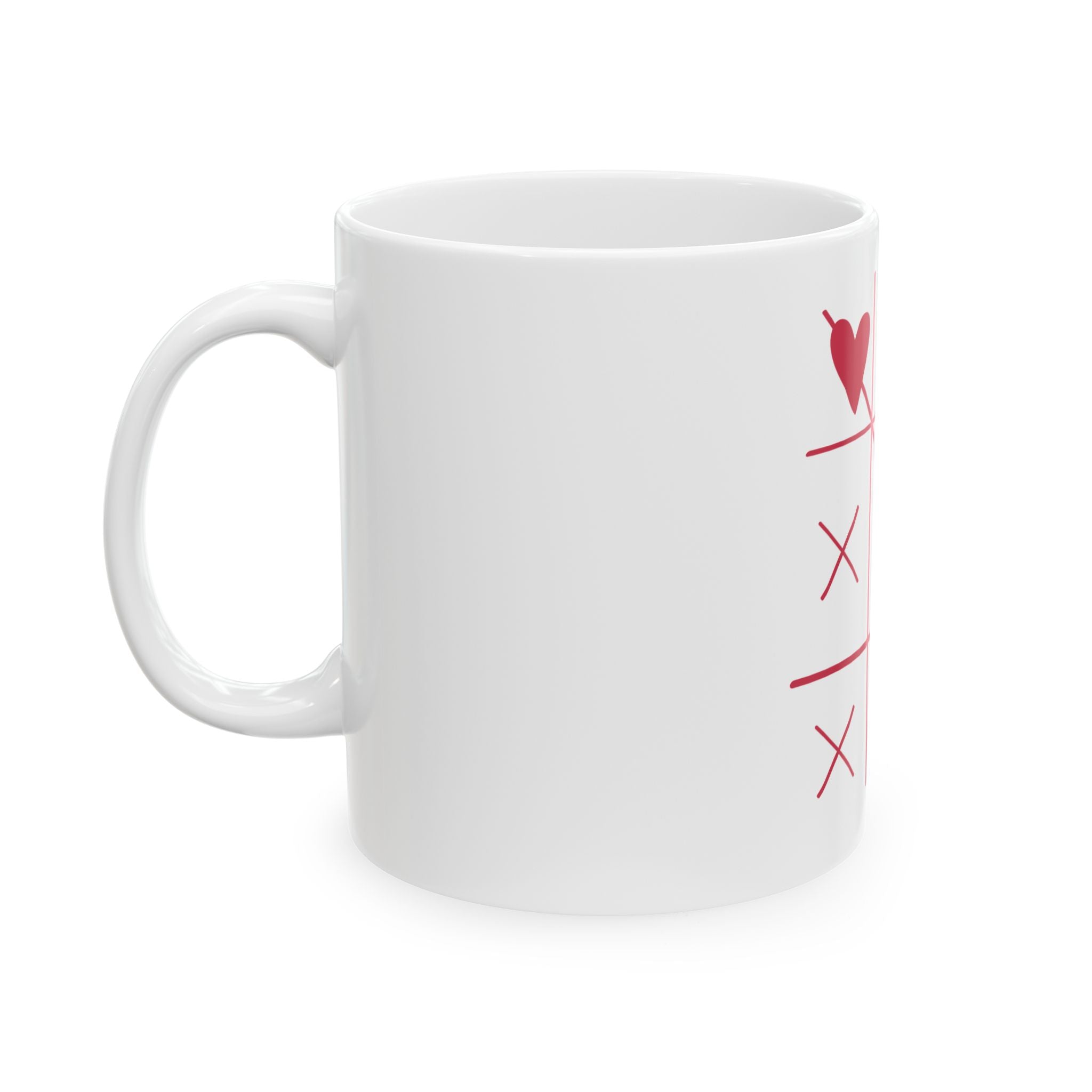 Mug en céramique Tic-Tac-Toe Cœurs - Parfait pour la Saint-Valentin ou pour un amour quotidien.
