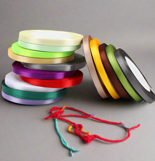 Ruban de satin de soie exquis de 6 mm (25 yards) pour travaux manuels élégants, nœuds faits main, emballages cadeaux, fêtes, décorations de Noël et de mariage