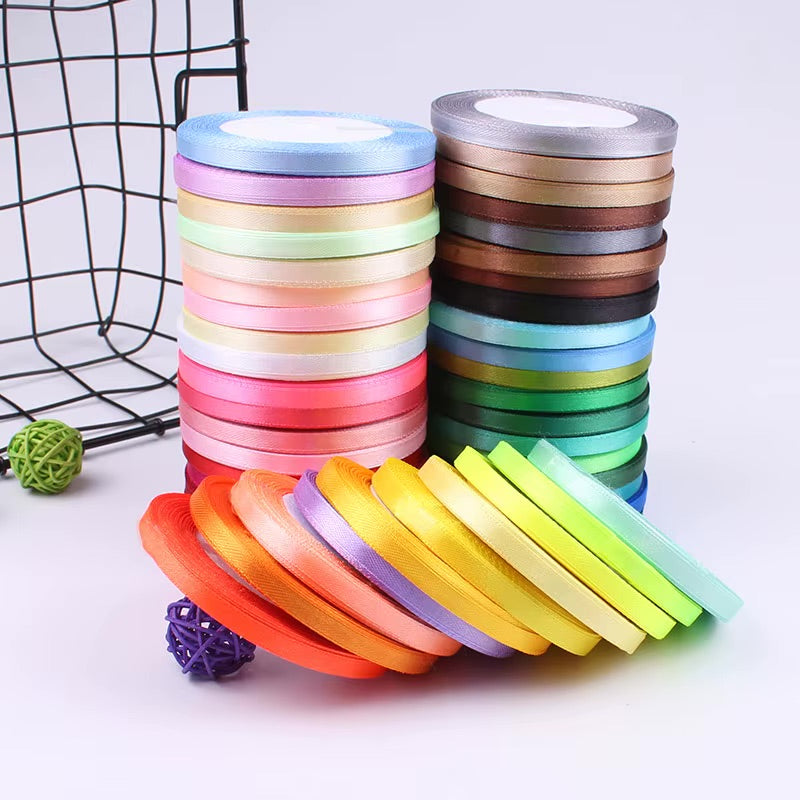 Ruban de satin de soie exquis de 6 mm (25 yards) pour travaux manuels élégants, nœuds faits main, emballages cadeaux, fêtes, décorations de Noël et de mariage