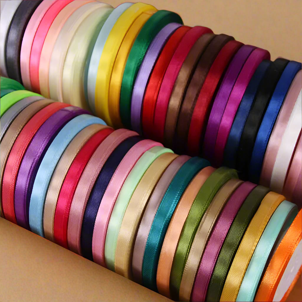 Ruban de satin de soie exquis de 6 mm (25 yards) pour travaux manuels élégants, nœuds faits main, emballages cadeaux, fêtes, décorations de Noël et de mariage