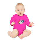Adorable Cat Design Baby Long-Sleeve Organic Bodysuit - Perfect for Newborns