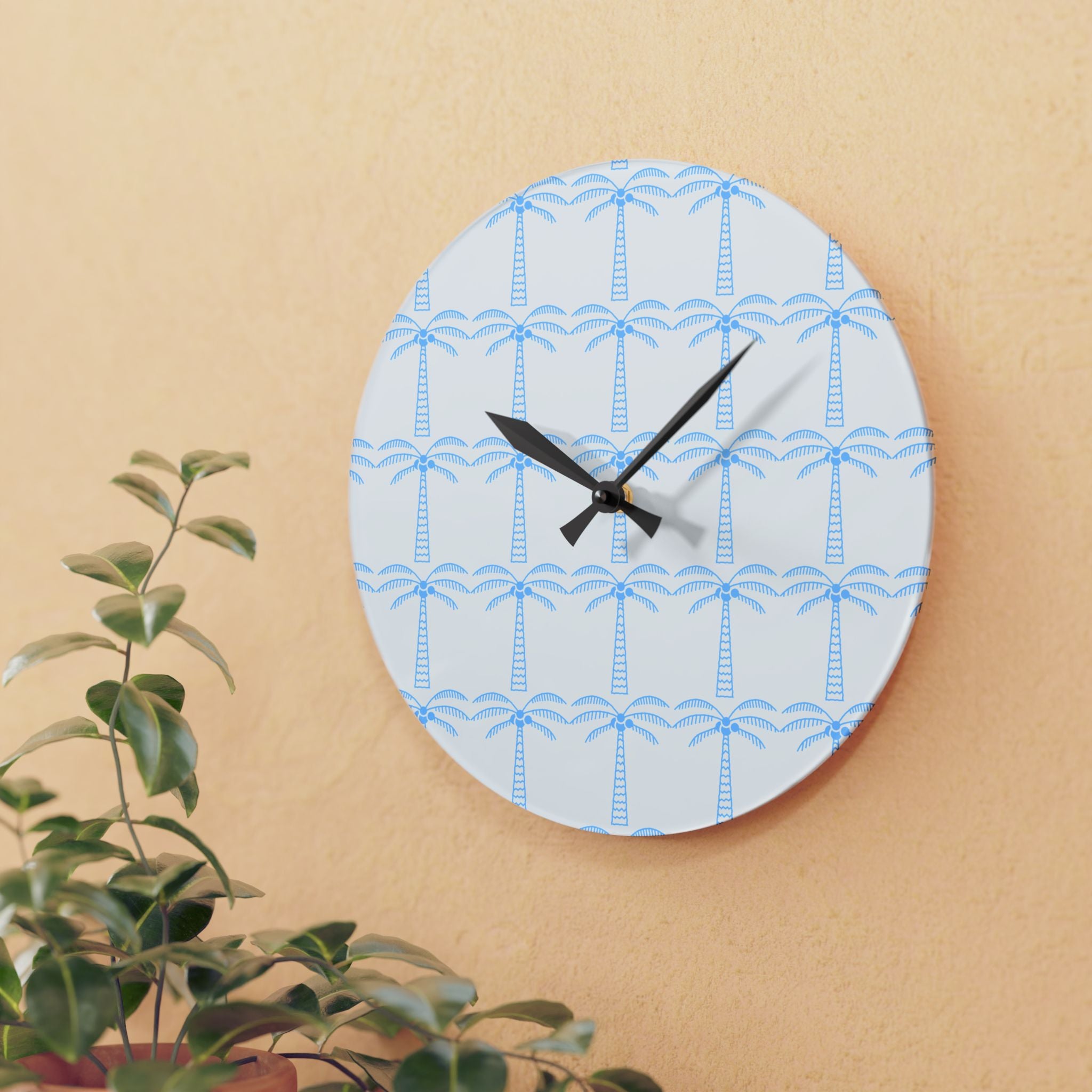 Tropical Palm Tree Acrylic Wall Clock - Modern Home Decor for Beach Lovers