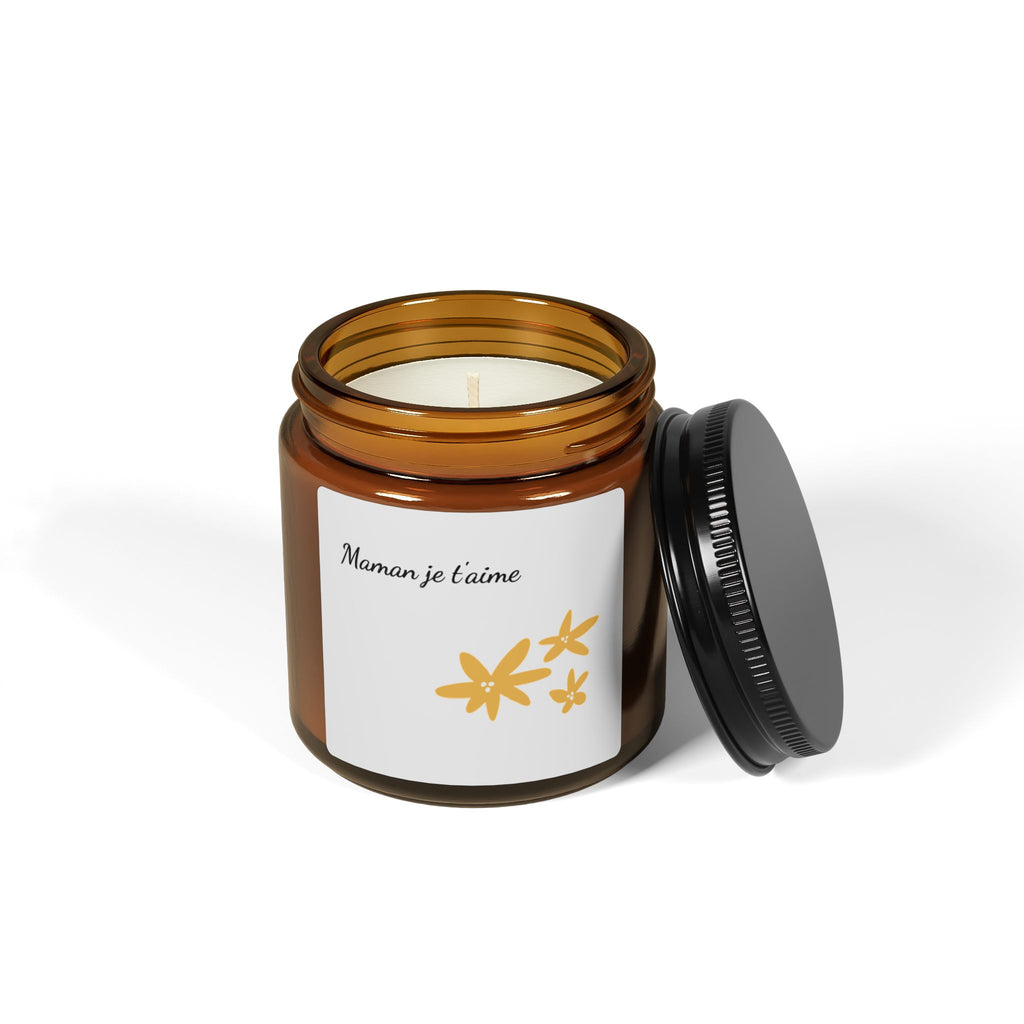Maman Je T'aime Scented Soy Candle - Thoughtful Gift in Amber Jar