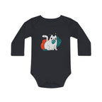 Adorable Cat Design Baby Long-Sleeve Organic Bodysuit - Perfect for Newborns