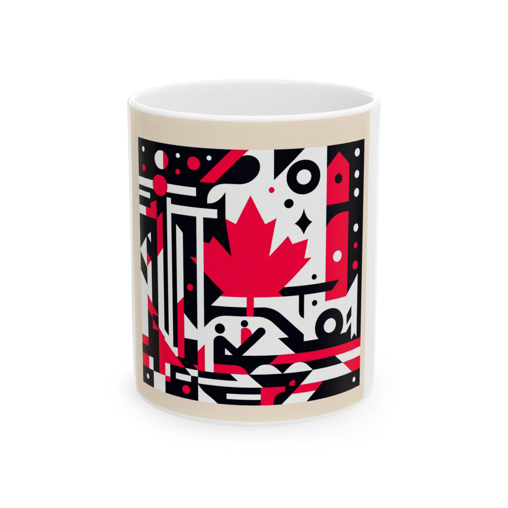 Tasse en céramique inspirée du Canada - 11oz & 15oz - Design de feuille rouge audacieuse