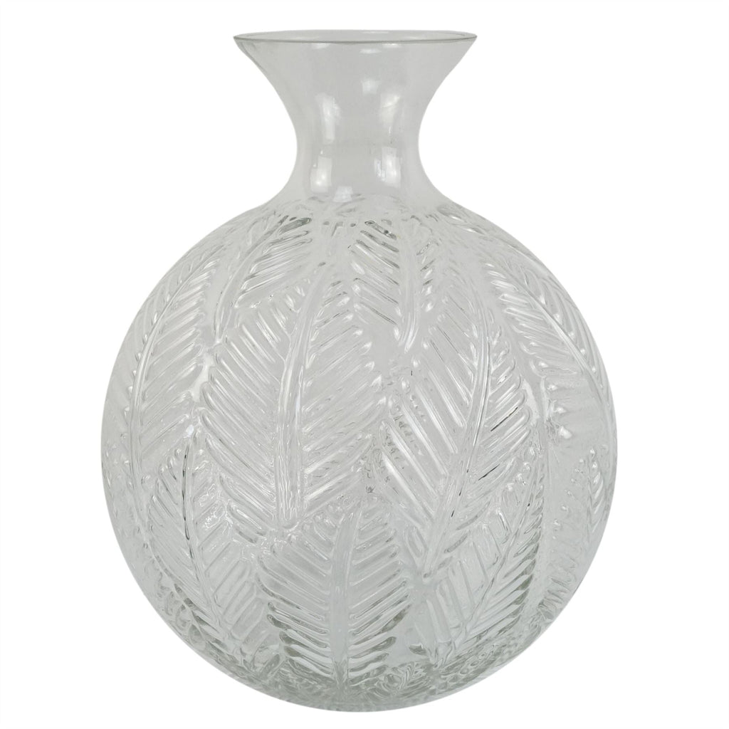 Glass Vase Clear Fern Print Glass Bottle Vase 26cm Botanik-0