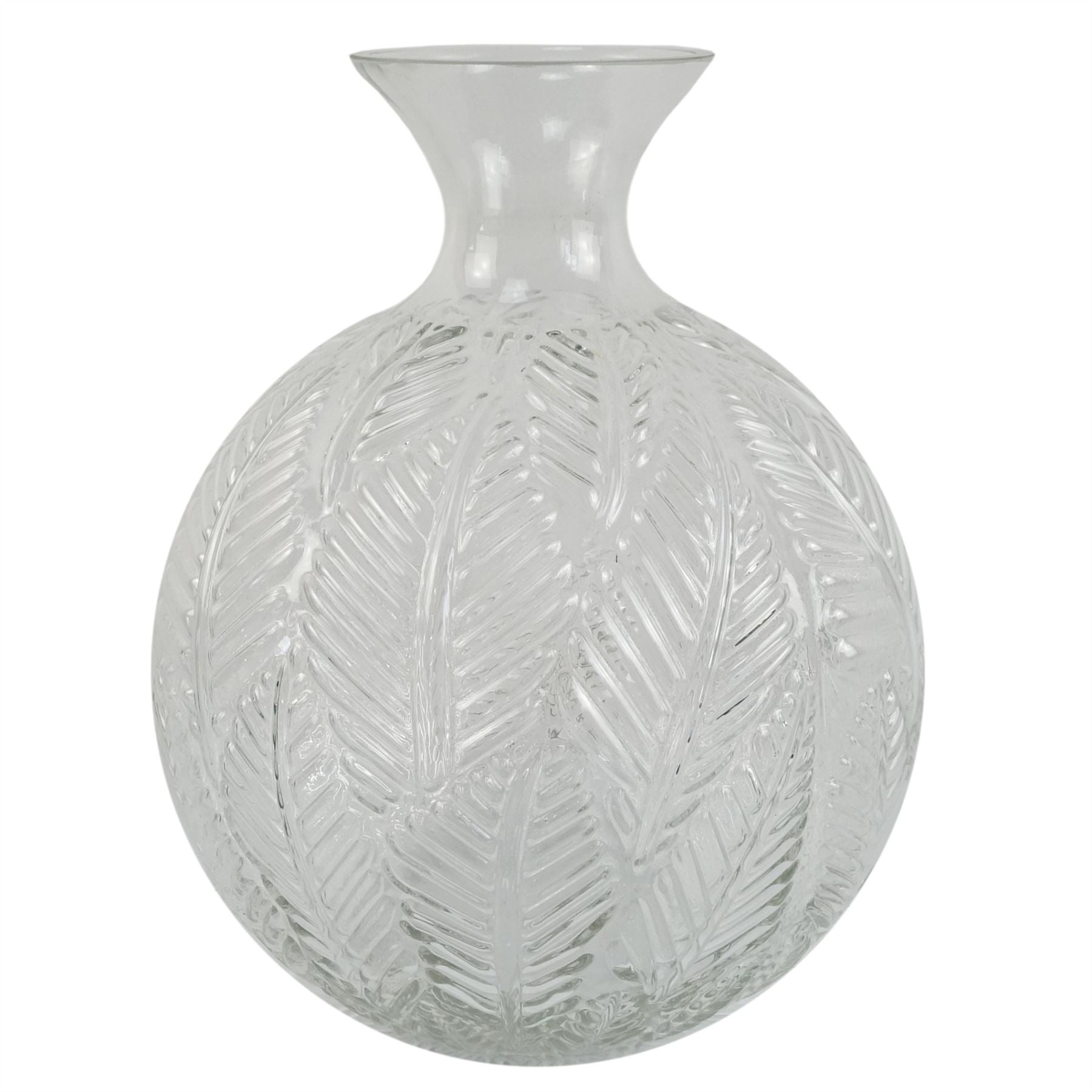 Glass Vase Clear Fern Print Glass Bottle Vase 26cm Botanik-0