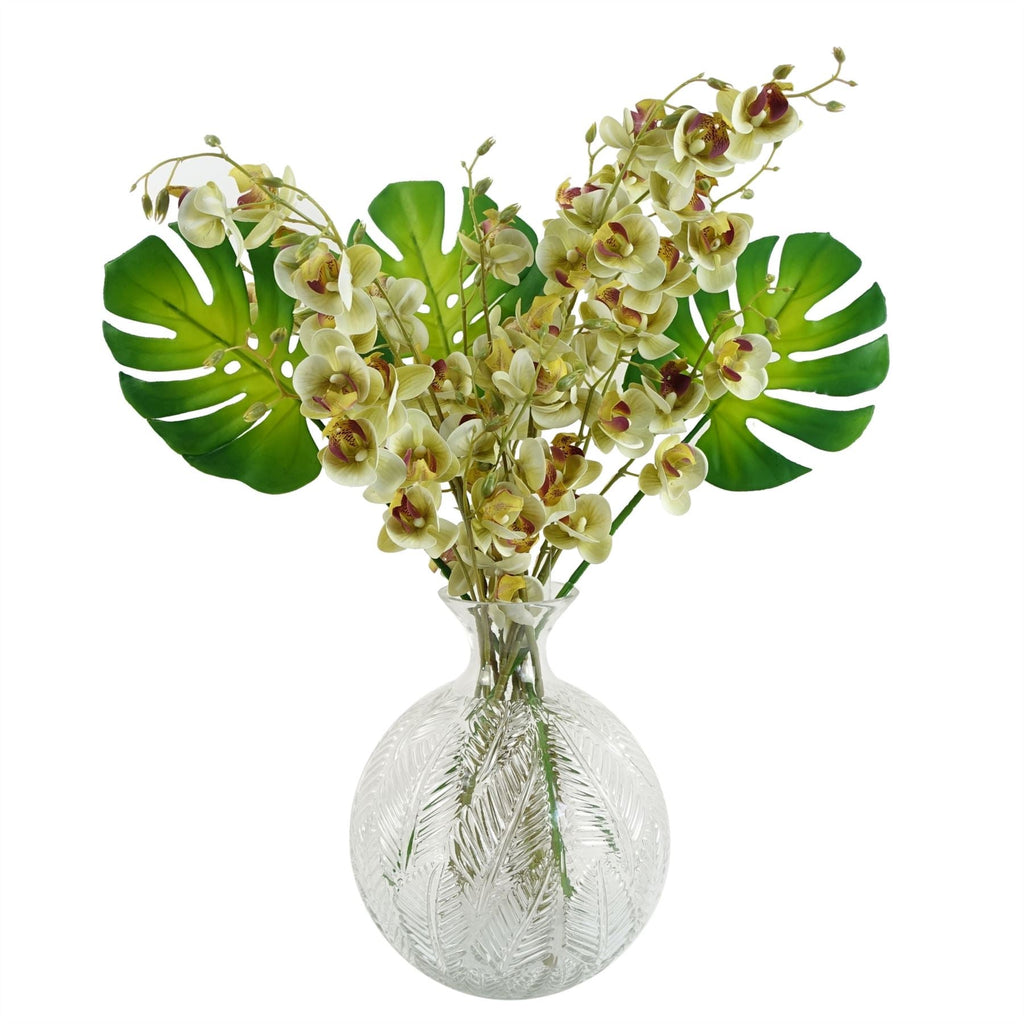 Glass Vase Clear Fern Print Glass Bottle Vase 26cm Botanik-2